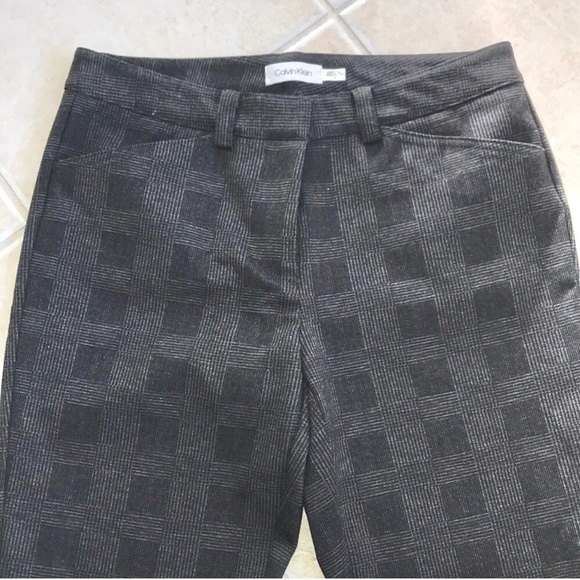 Calvin Klein gray checkered work pants w/pockets - Picture 2 of 6
